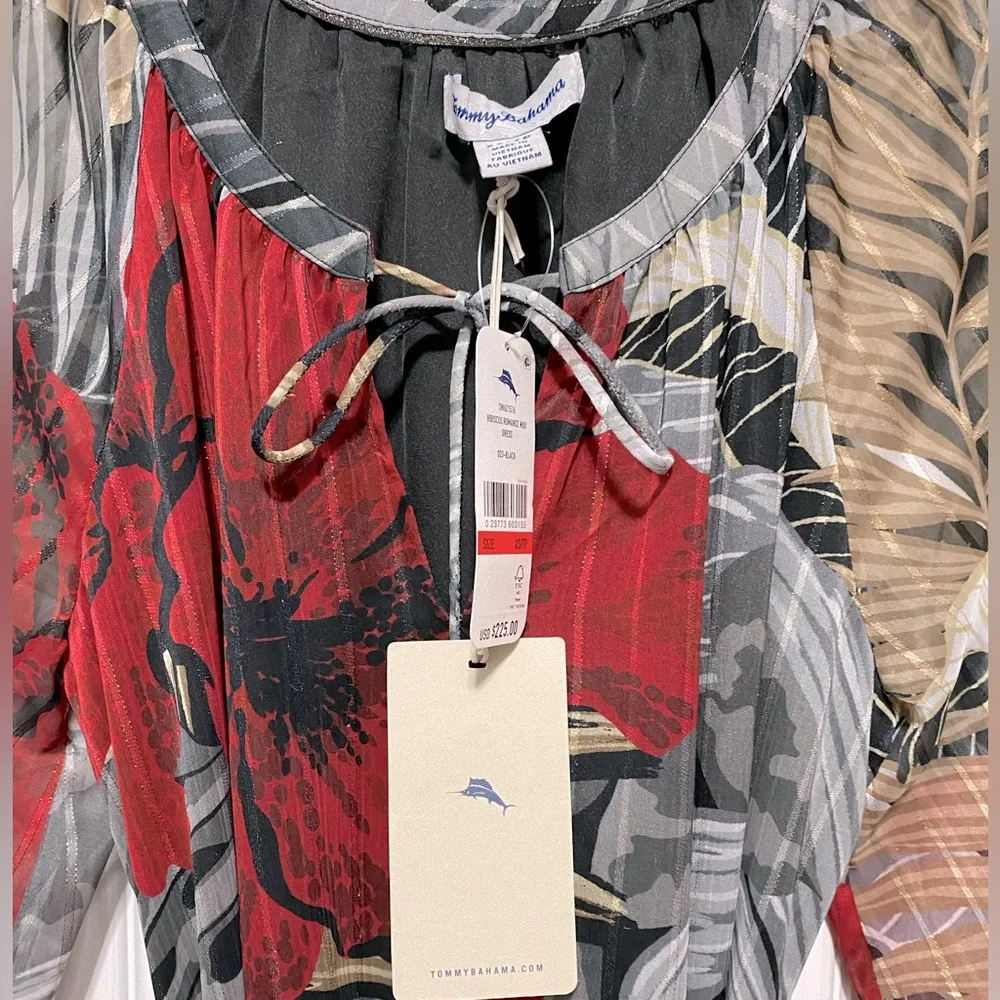 NWT TOMMY BAHAMAHibiscus Romance Midi Dress - Picture 10 of 11